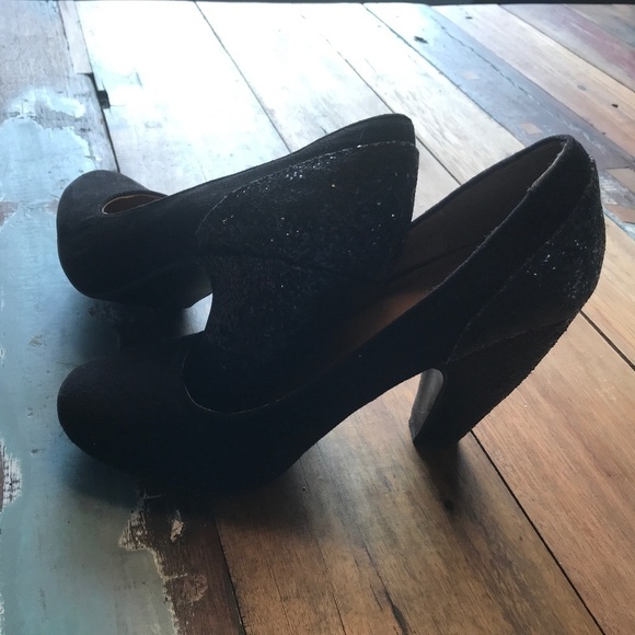 g21 Heels Black Velvet and Sparkly glitters Size 8 - Picture 4 of 6